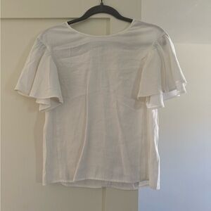Club Monaco Elegant White Ruffle Sleeve Top